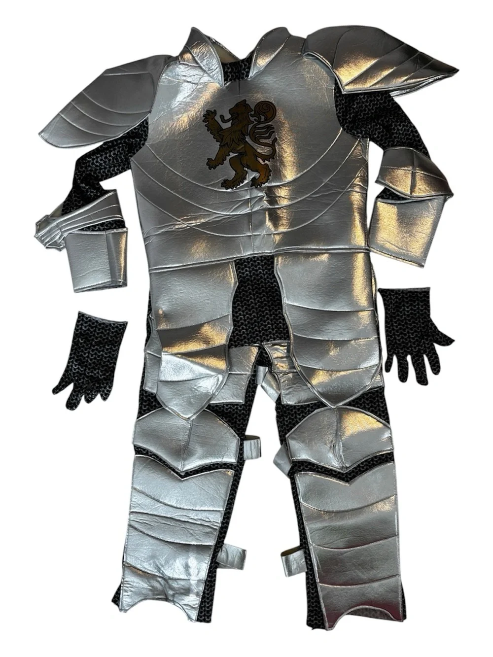 Silver Knight Kids Costume - Silver with Gold Emblem, Medium